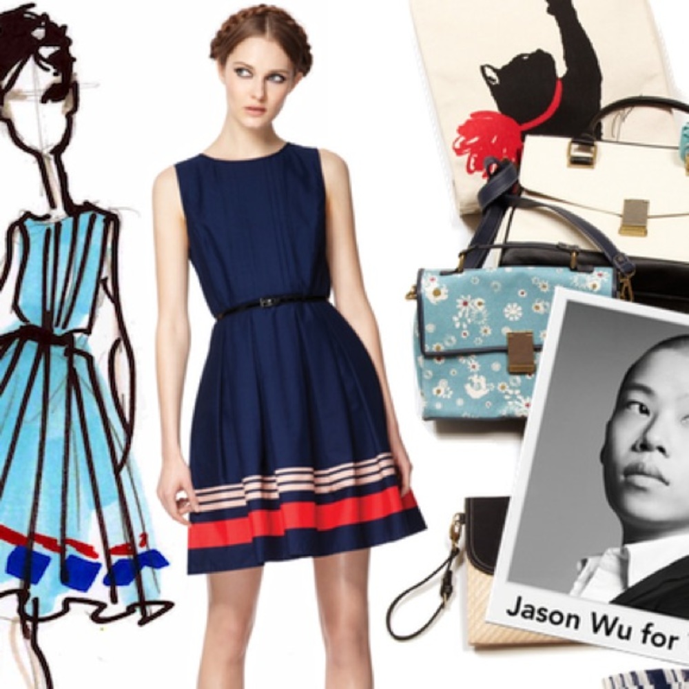 Jason Wu for Target Fit Flare Poplin Dress Nautical Blue Sleeveless Size 4 Small
